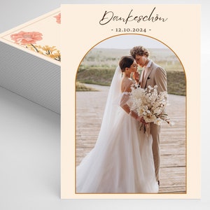 Dankeskarte Hochzeit, Personalisierte Danksagung mit Foto, Hochzeitsdanksagung, Danksagungskarte, Papeterie, Papeterie, Celine
