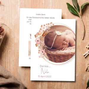 Geburtsankündigung, Dankeskarte Baby, Fotokarte, Baby-foto-Karte, Ankündigung zur Geburt, Taufe, Baby Karte, A6, Boy, Girl, Nala