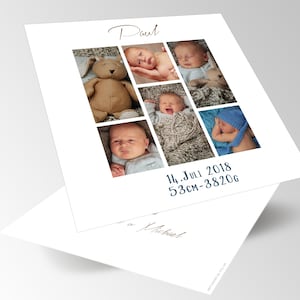 Geburtsankündigungskarte, Dankeskarte, Ankündigung zur Geburt, Taufe, Baby Karte, Boy, Girl, Kommunion, Papeterie, Paul