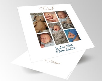 Geburtsankündigungskarte, Dankeskarte, Ankündigung zur Geburt, Taufe, Baby Karte, Boy, Girl, Kommunion, Papeterie, Paul
