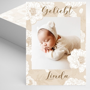 Annonce de naissance, Carte de remerciement pour bébé, Carte photo, Carte photo bébé, Annonce de naissance, Baptême, Carte bébé, Pappert, A6, Garçon, Fille, Linda