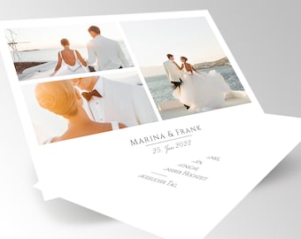 Dankeskarte Hochzeit, Personalisierte Danksagung mit Foto, Hochzeitsdanksagung, Danksagungskarte, Hochzeitspapeterie, Papeterie, Marina