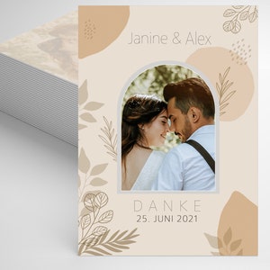Dankeskarte Hochzeit, Personalisierte Danksagung mit Foto, Hochzeitsdanksagung, Danksagungskarte, Hochzeitspapeterie, Papeterie, Janine