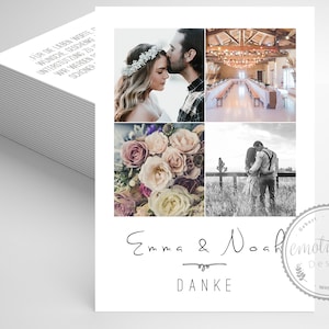 Dankeskarte Hochzeit, Personalisierte Danksagung mit Foto, Polariod Hochzeitsdanksagung, Danksagungskarte, Hochzeitspapeterie, Papeterie