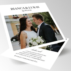 Dankeskarte Hochzeit, Personalisierte Danksagung mit Foto, Hochzeitsdanksagung, Danksagungskarte, Hochzeitspapeterie, Papeterie, Bianca