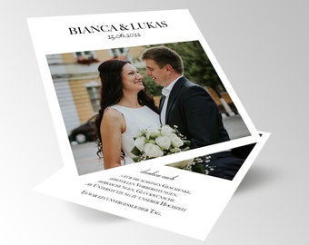 Dankeskarte Hochzeit, Personalisierte Danksagung mit Foto, Hochzeitsdanksagung, Danksagungskarte, Hochzeitspapeterie, Papeterie, Bianca