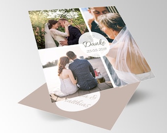 Dankeskarte Hochzeit, Personalisierte Danksagung mit Foto, Foto Hochzeitsdanksagung, Dankeskarte, Herzen, Papeterie