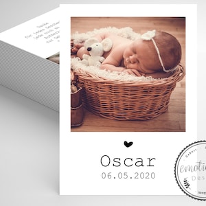 Geburtsankündigungskarte, Dankeskarte Baby, Fotokarte, Baby-foto-Karte, Ankündigung zur Geburt, Taufe, Baby Karte, Polariod, A6, Boy, Girl