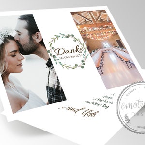 Dankeskarte Hochzeit, Personalisierte Danksagung mit Foto, Foto Hochzeitsdanksagung, Danksagungskarte, Danke, Papeterie, Danke, 5 Bilder