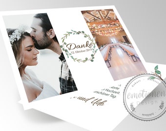 Dankeskarte Hochzeit, Personalisierte Danksagung mit Foto, Foto Hochzeitsdanksagung, Danksagungskarte, Danke, Papeterie, Danke, 5 Bilder