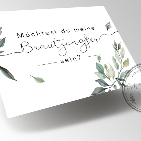 ab 0,73 Euro personalisierte Brautjungfern Karte, Karte für Brautjungfern, Geschenkidee, jga, Papeterie, Junggesellenabschied, A6