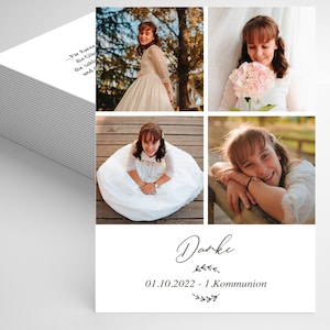 Danksagung Kommunion Konfirmation Taufe, Dankeskarte zur Taufe, Fotokarte, Ankündigung zur Taufe, Taufe Karte, Papeterie, Leonie