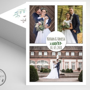 Personalisierte Danksagung mit Foto, Dankeskarte Hochzeit, Foto Hochzeitsdanksagung, Danksagungskarte, DINA6 Vanessa Papeterie