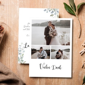 Dankeskarte Hochzeit, Personalisierte Danksagung mit Foto, Hochzeitsdanksagung, Danksagungskarte, Hochzeitspapeterie, Papeterie, Galerie