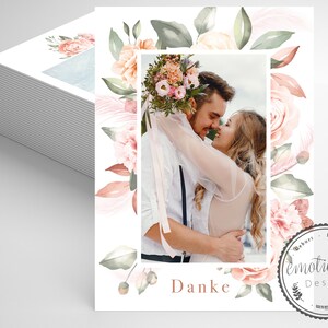 Dankeskarte Hochzeit, Personalisierte Danksagung mit Foto, Foto Hochzeitsdanksagung, Danksagungskarte, Danke, Papeterie, Sarah&Konrad