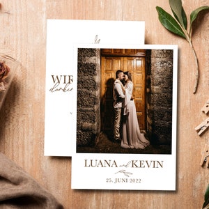 Dankeskarte Hochzeit, Personalisierte Danksagung mit Foto, Hochzeitsdanksagung, Danksagungskarte, Hochzeitspapeterie, Papeterie, Luana