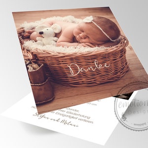 Geburtsankündigungskarte, Dankeskarte zur Taufe, Einladungskarte zur Taufe, Baby-foto-Karte, Babykarte, Baby, Kommunion, Papeterie