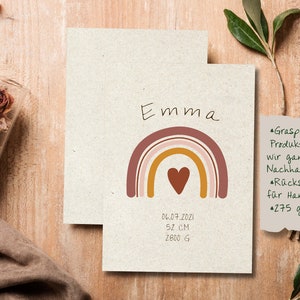 Annuncio di nascita, biglietto di ringraziamento per bambini, biglietto fotografico, biglietto fotografico per bambini, annuncio di nascita, battesimo, biglietto per bambini, A6, ragazzo, ragazza, carta erba