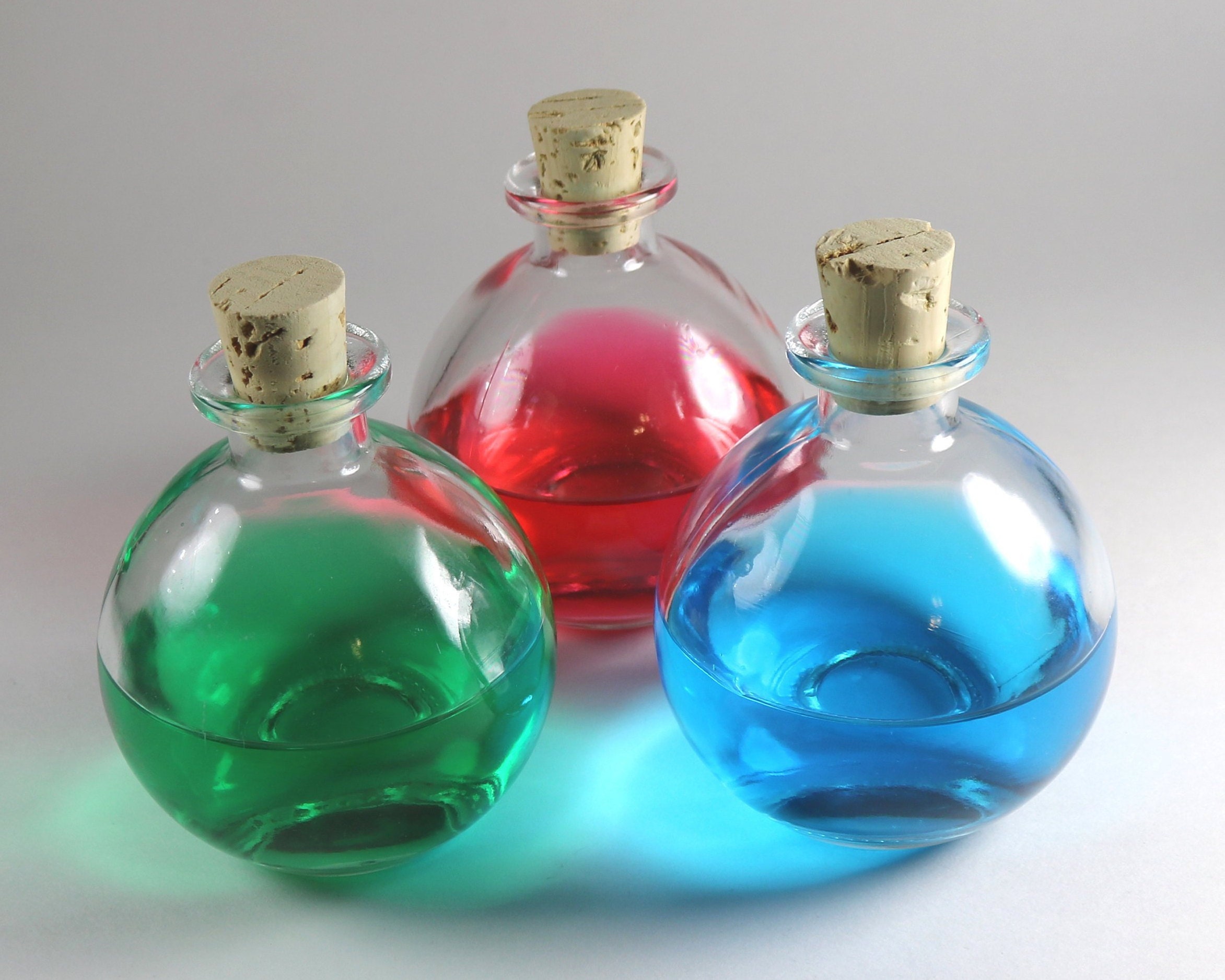 Potion Bottle 7 Mini Small Coloured Glass With Cork: 2ml, Glass Bottles,  Magic Potion, Cork Stopper. 