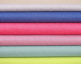 Cotton woven fabric Dotty Swafing small polka dots grey blue pink rose emerald and/or kiwi green