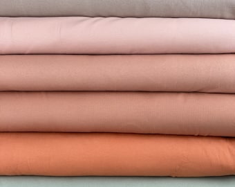 Ribjersey Family Fabrics in den Farben offwhite, beige, taupe, rose, camel, pecan, rost, grün, blau