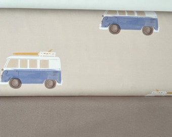 Camper Van beige Jersey, Ribjersey taupe Family Fabrics Musselin beige Stoffpaket