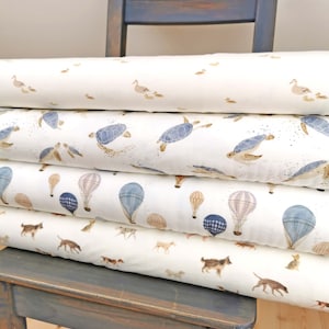 Wundervolle Family Fabrics Jerseys Ducks, Turtles Blue, Hot Air Balloons Blue, Dogs Stoffpaket Frühjahr Sommer 2022 Enten Hunde Bild 4