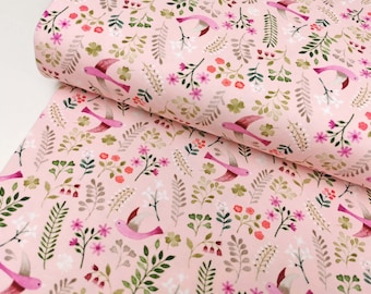 Jersey Little Spring Swafing Birds Scattered Flowers Rabbits Flowers Cloud Hedgehog Spring Summer Fabric Package