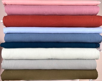Muslin double gauze uni rose mint olive light blue smoky blue dark blue
