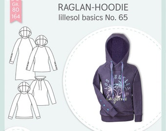 Papierschnittmuster Raglan-Hoodie Kinder Größe 80-164 lillesol und pelle