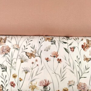 Flowers and Butterflies Jersey, French Terry Ribjersey Family Fabrics Ribjersey, Musselin o. Jersey rose Stoffpaket Kinder Baby Damen Bild 6