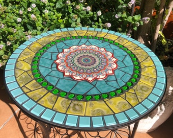 Mosaic table, handmade unique piece for the garden