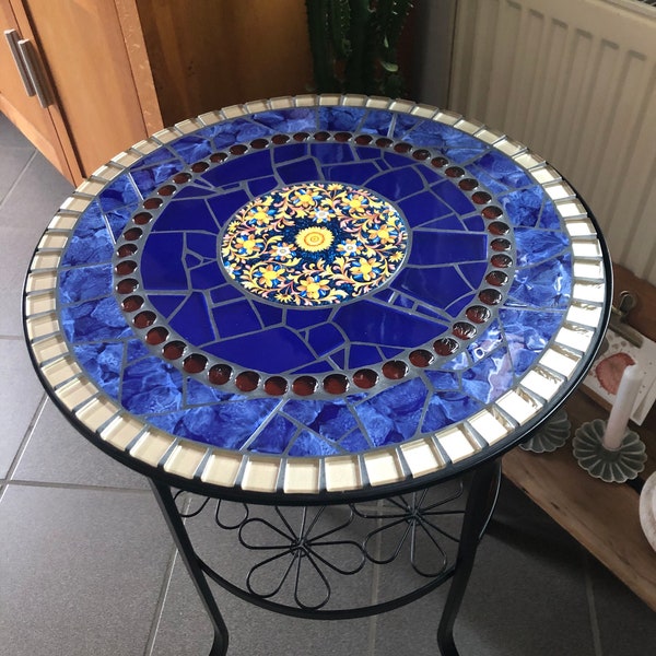 Mosaic table, handmade unique piece for the garden