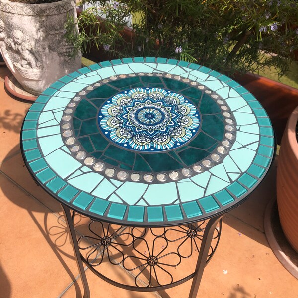 Mosaic table, handmade unique piece for the garden