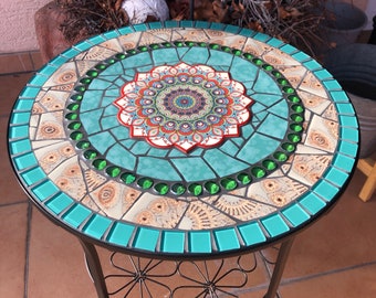 Mosaic table, handmade unique piece for the garden