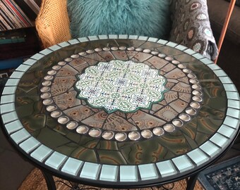 Mosaic table, handmade unique piece for the garden