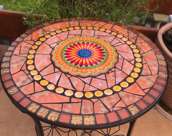 Mosaic table, handmade unique piece for the garden