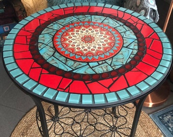 Mosaic table, handmade unique piece for the garden