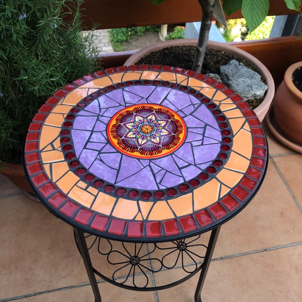 Mosaic table, handmade unique piece for the garden