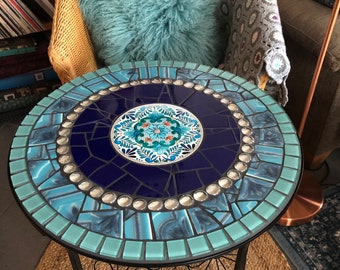 Mosaic table, handmade unique piece for the garden