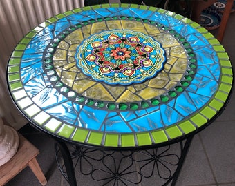 Mosaic table, handmade unique piece for the garden