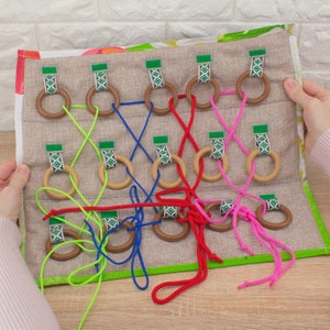 Fidget Blanket for Dementia: Sensory Lap Quilt with Ribbons & Rings