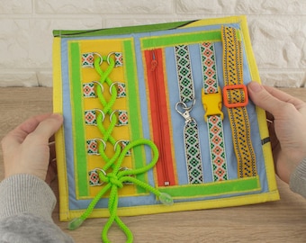 Dementia activity blanket, Adult fidget blanket, Sensory fiddle mat for elderly gift