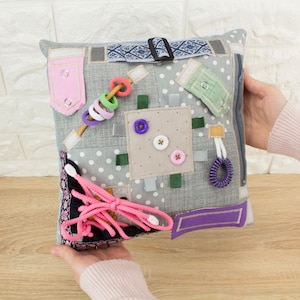 Dementia fidget busy pillow | Parkinsons gifts | Sensory pillows decorative | Nana present | Nursing home resident elderly gifts