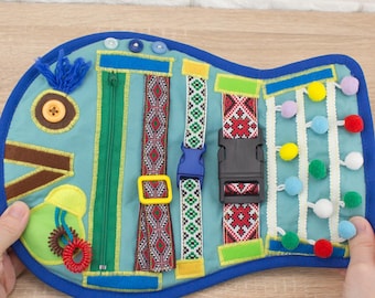 Toddler learning activity zipper toy, Educational materials, Montessori mat with zippers, Sensory blanket for 2 year old
