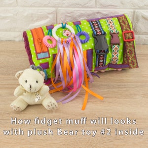 Sensory muff for Alzheimer ADHD twiddle muff Fidget muff Dementia Add Plush Bear #2