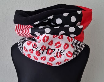 Carnival scarf, loop black red white