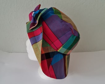 colorful clown hat without bow, checkered clown hat without bow