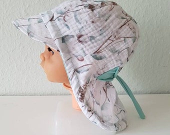 Muslin sun hat with neck protection