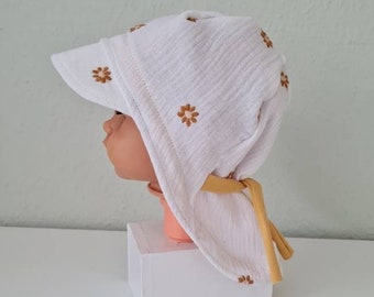 Sun hat made of muslin with neck protection